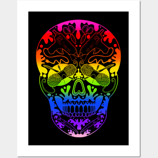 Rainbow Sugar Skull Art Supply Posters and Art